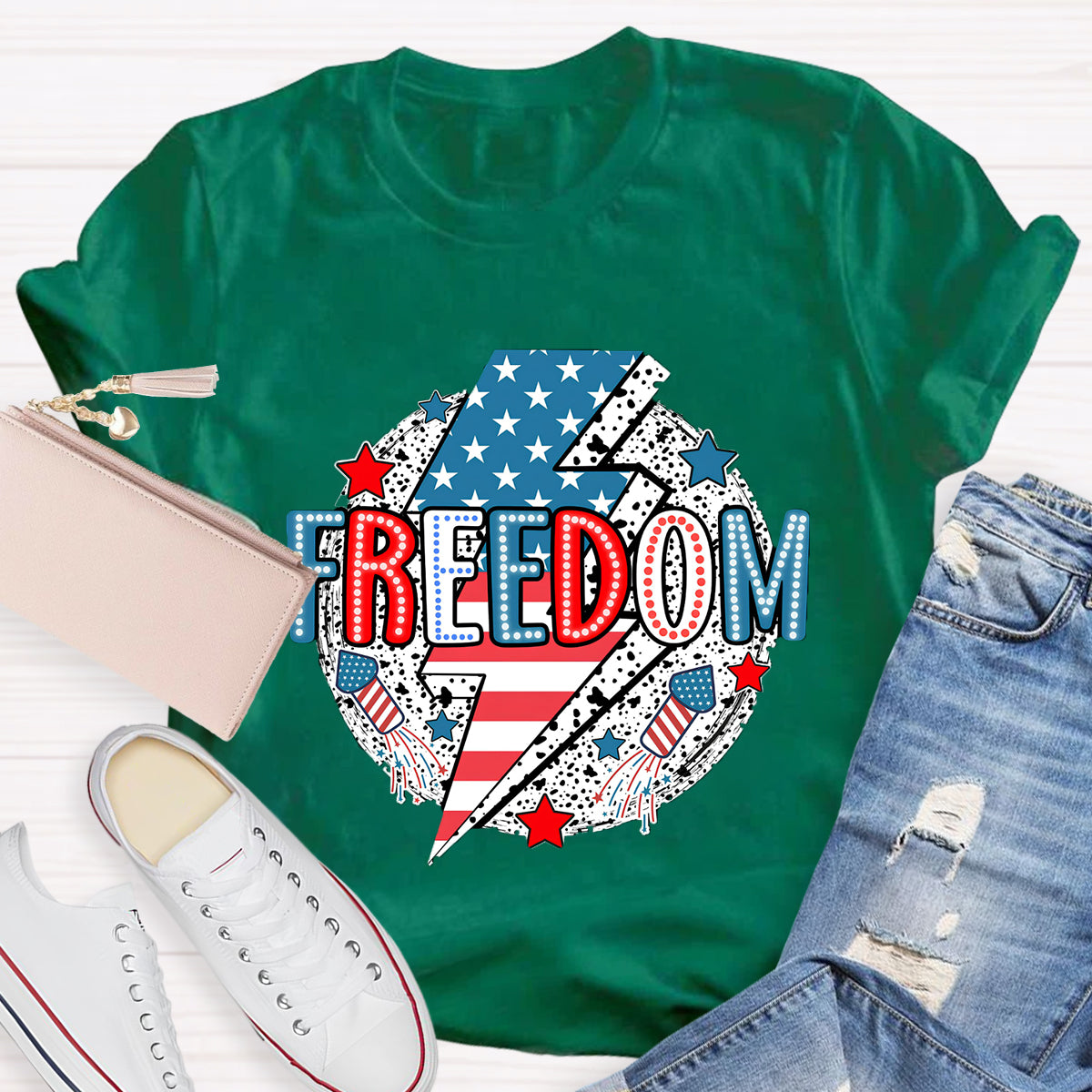 Feel The Freedom In 7.4 Teacher T-Shirt