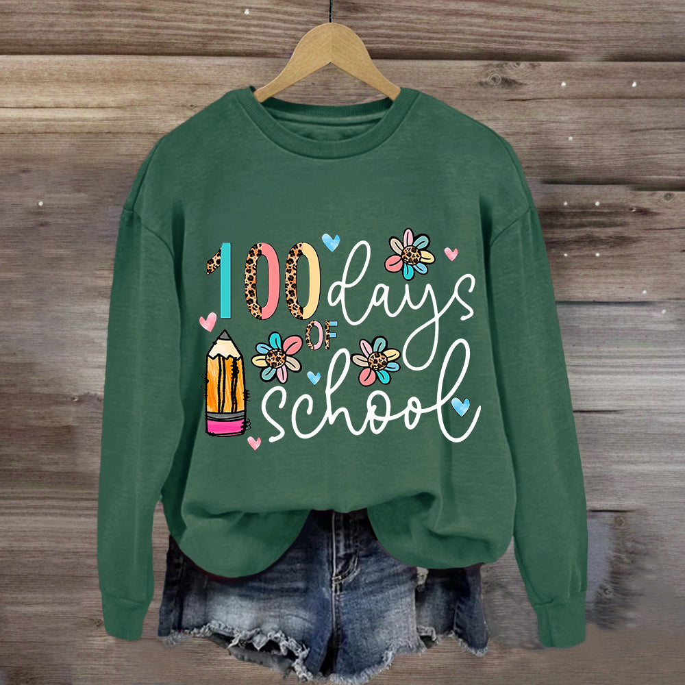 100 Days Of School Pencil Leopard Sweatshirt