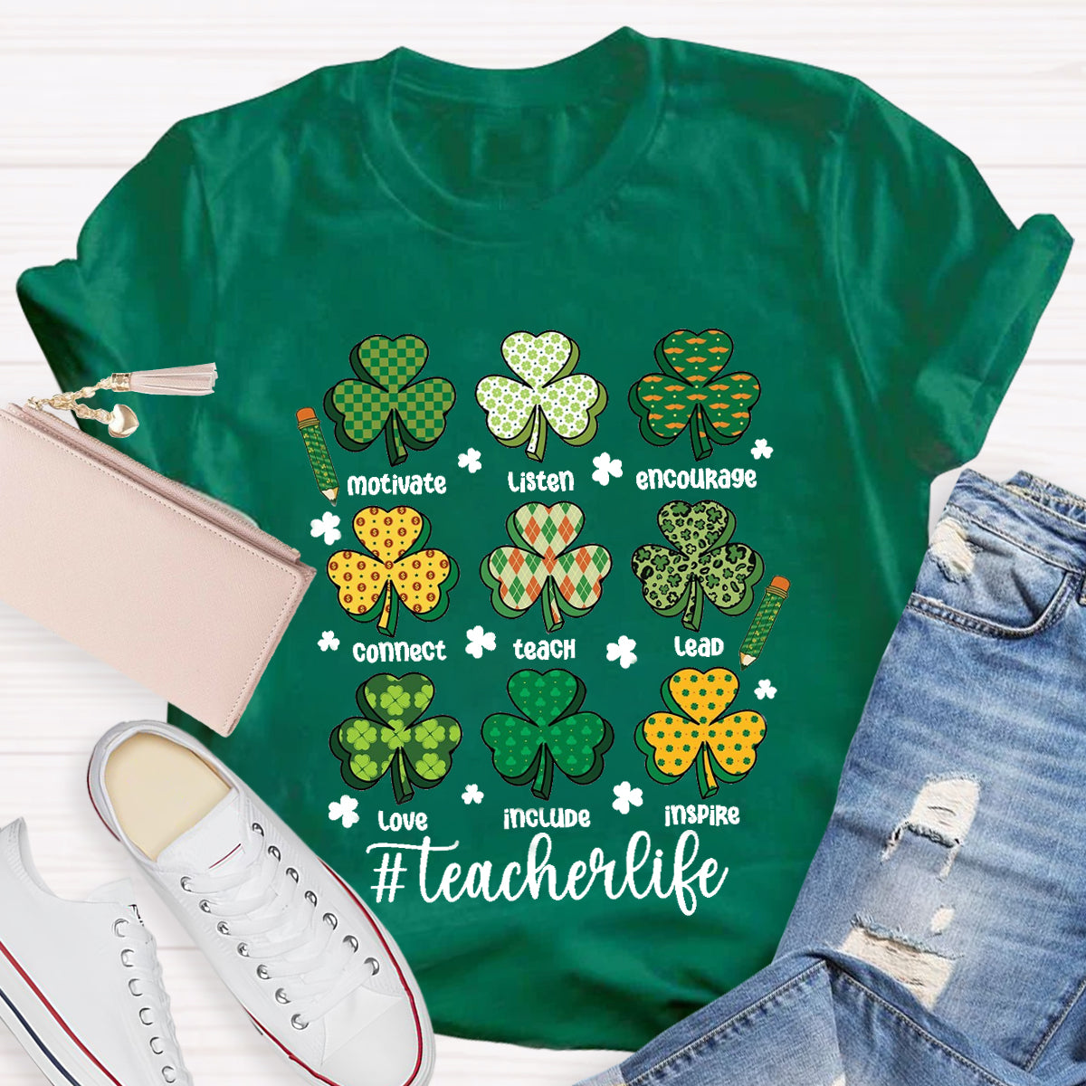 Teacher St Patrick's Day Motivate Listen T-Shirt