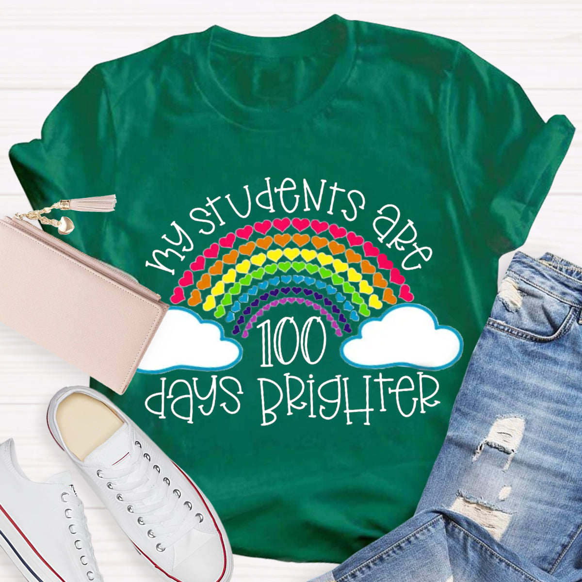 My Students Are 100 Days Brighter Rainbow Teacher T-Shirt