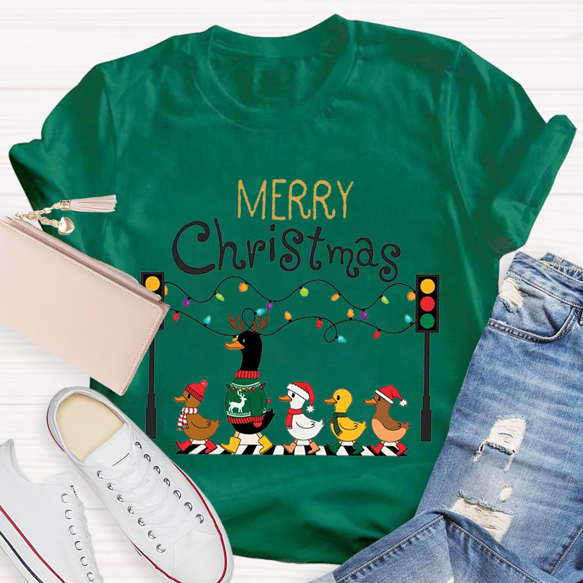 Merry Christmas Funny Duck Teacher T-Shirt