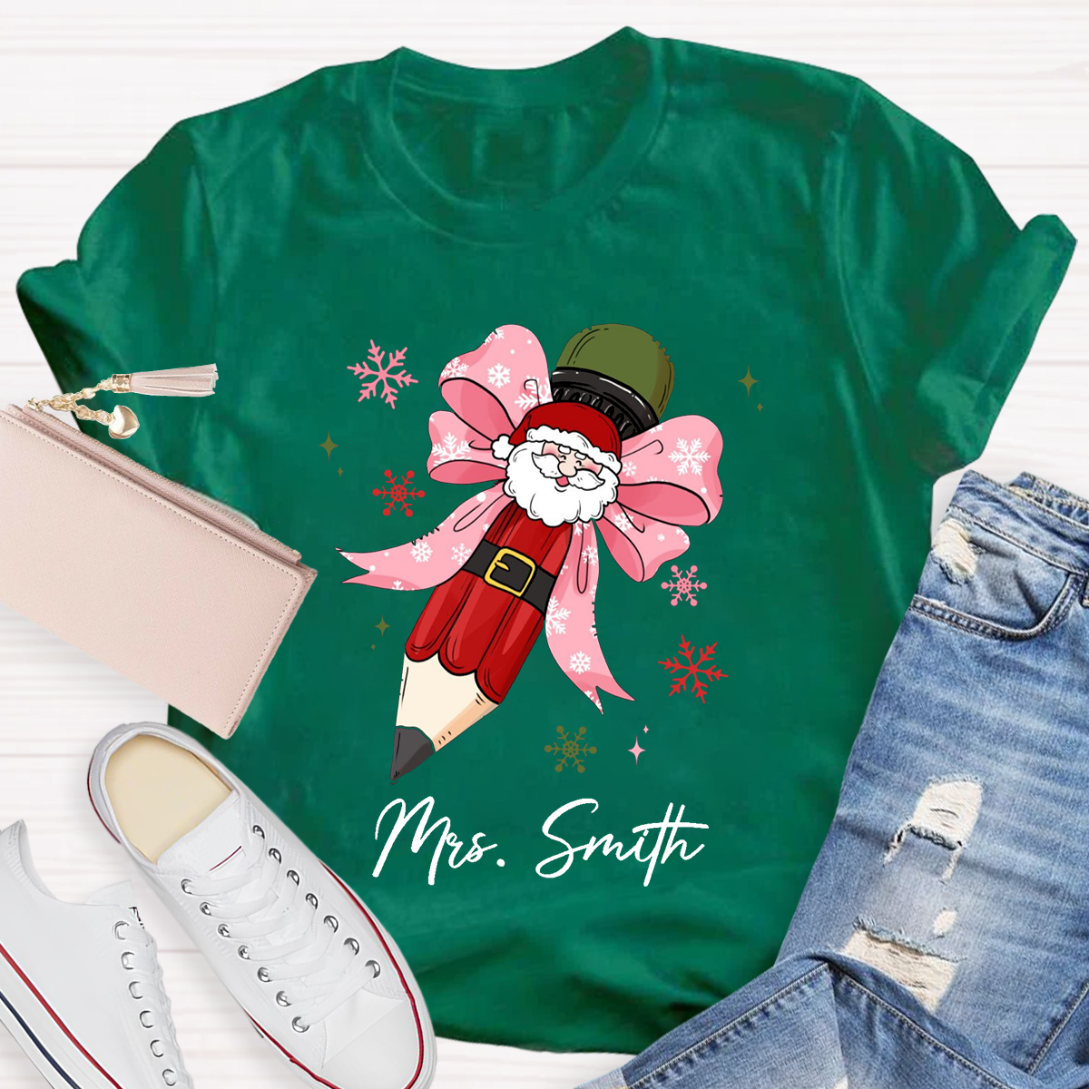 Personalized Name Pencil Teacher T-Shirt