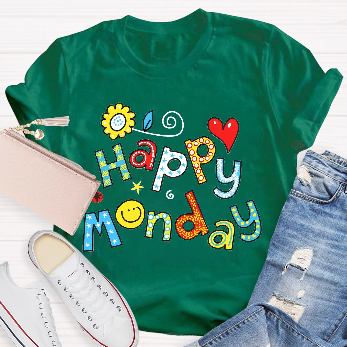 Personalized Day of the Week Happy Monday Funny Design T-Shirt