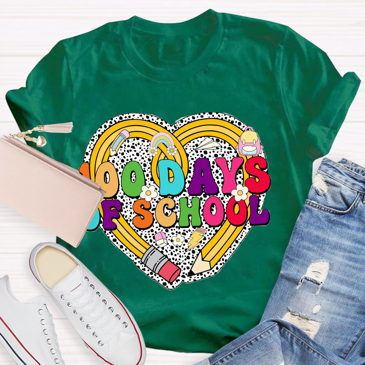 Happy 100 Days Of School Heart T-Shirt