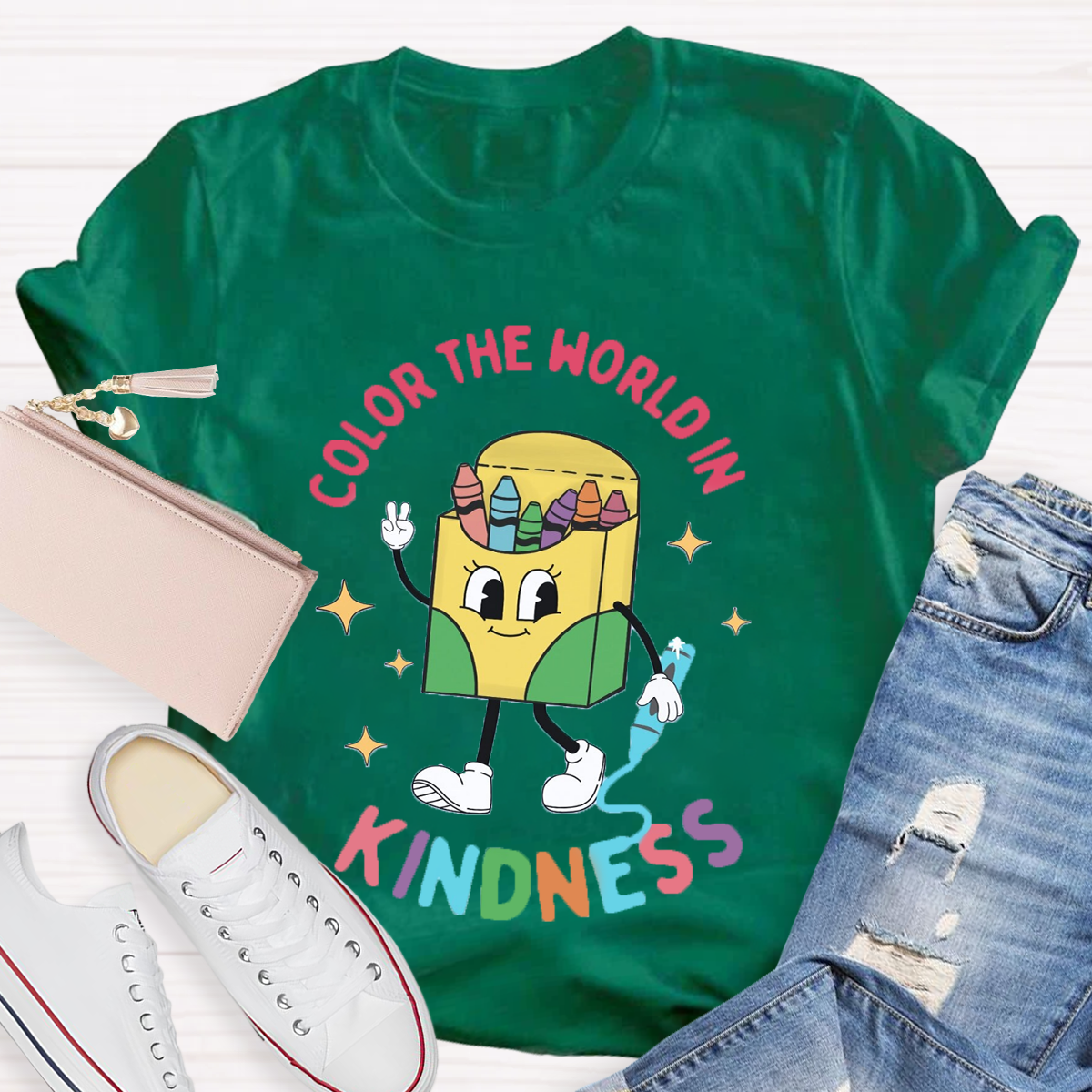 Color the World in Kindness Teacher T-Shirt