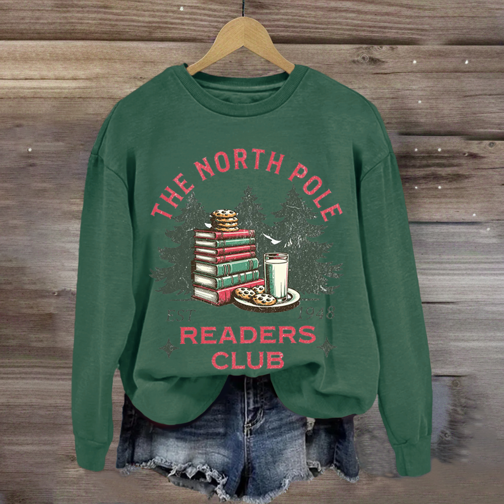 North Pole Book Club Santa Book Lover Sweatshirt