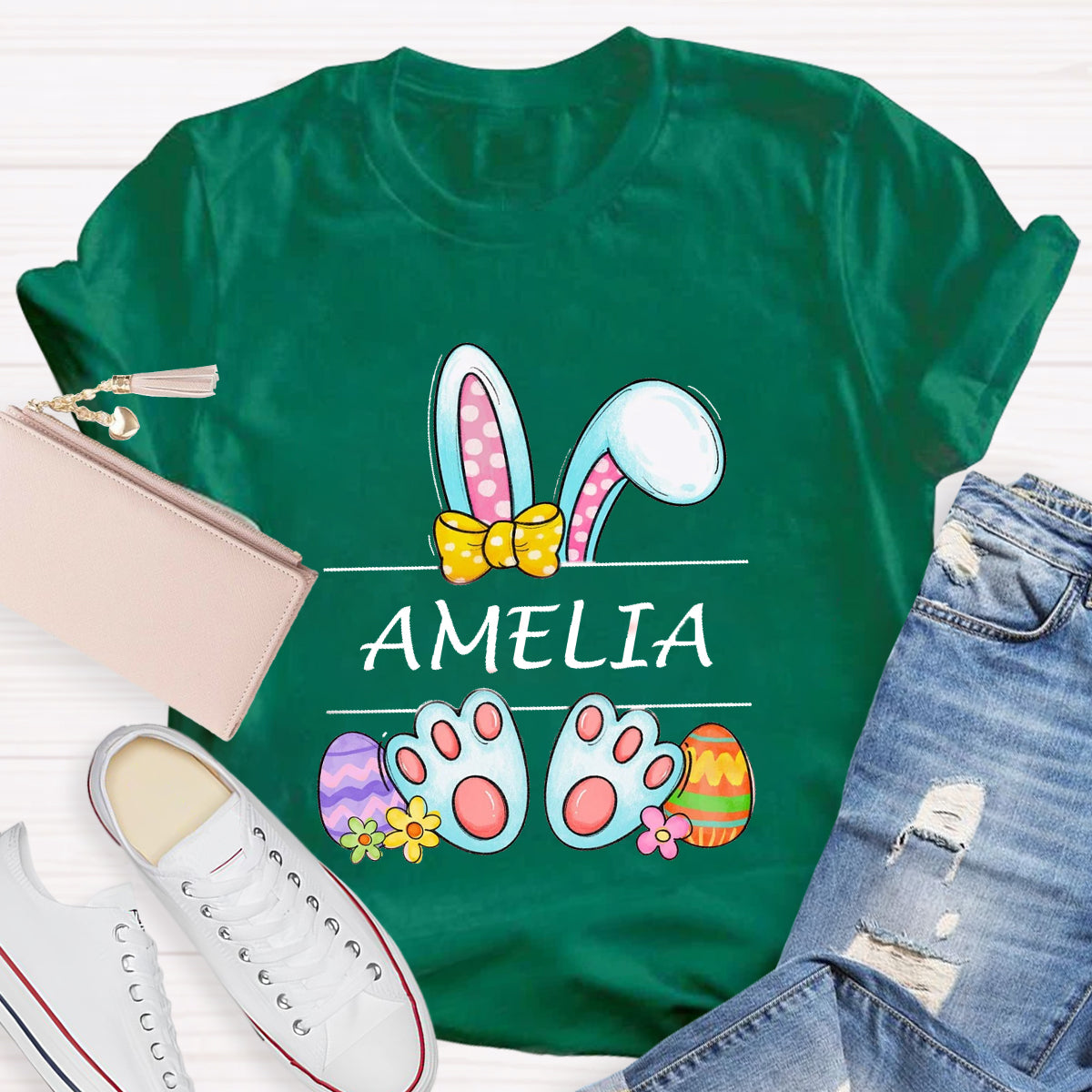 Personalized Name Happy Easter Bunny T-Shirt