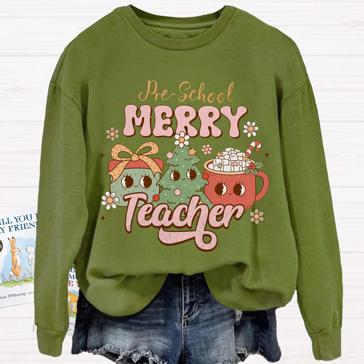 Personalized Grade Christmas Preschool Teacher Sweatshirt