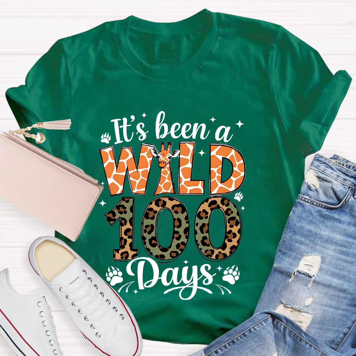 It's Been A Wild 100 Days Leopard Giraffe T-Shirt