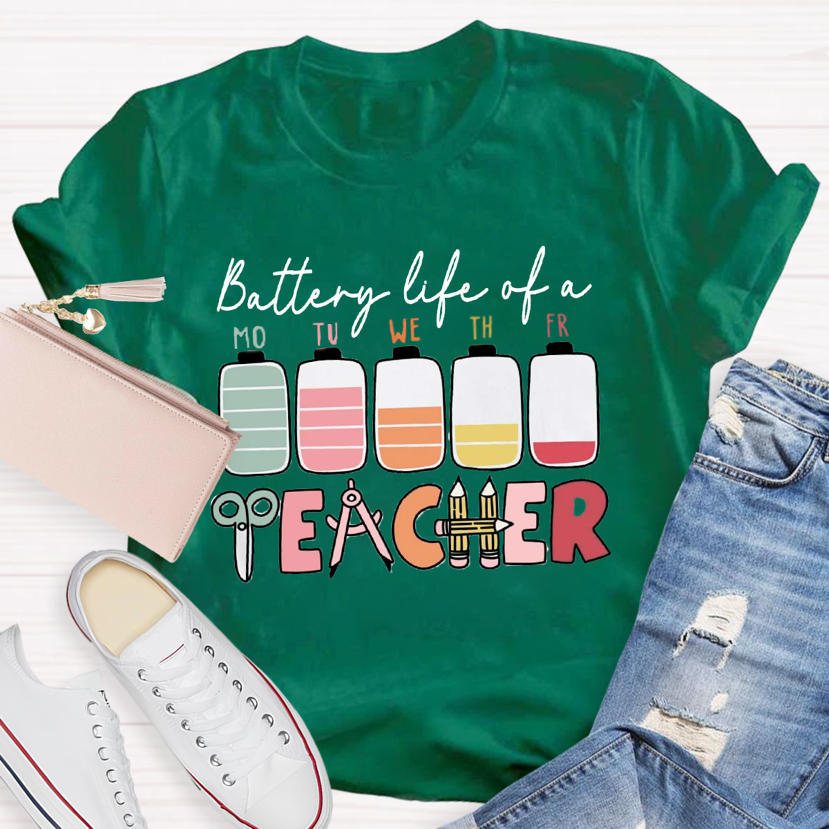 Battery Life Of A Teacher T-Shirt