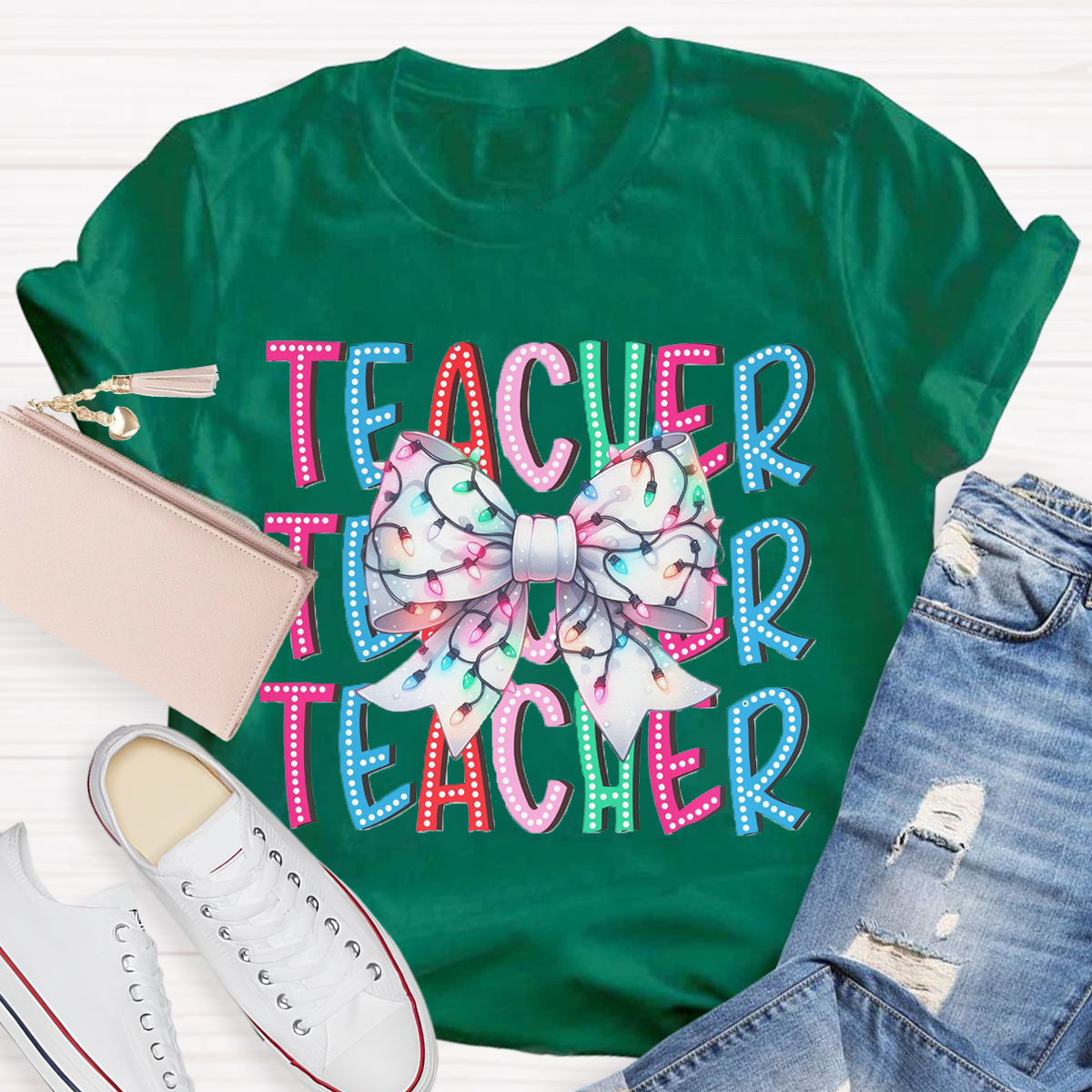 Christams Teacher Bow T-Shirt