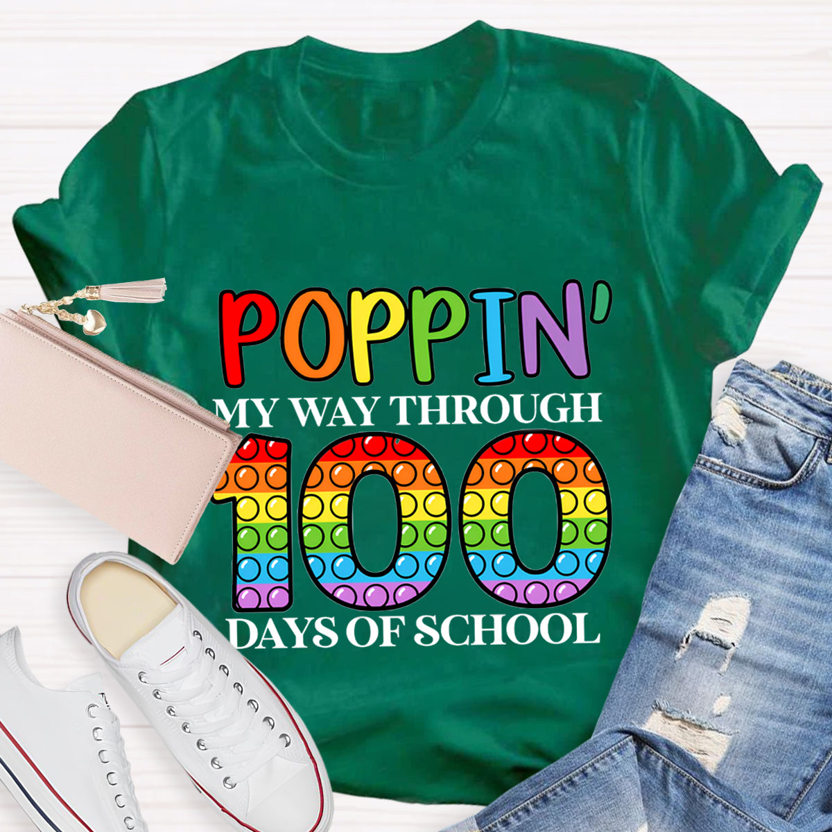 Poppin' My Way Through 100 Days Of School T-Shirt