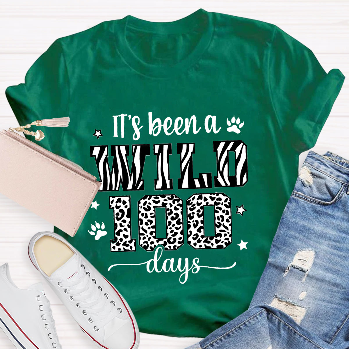 Zebra And Leopard Design It's Been A Wild 100 Days T-Shirt