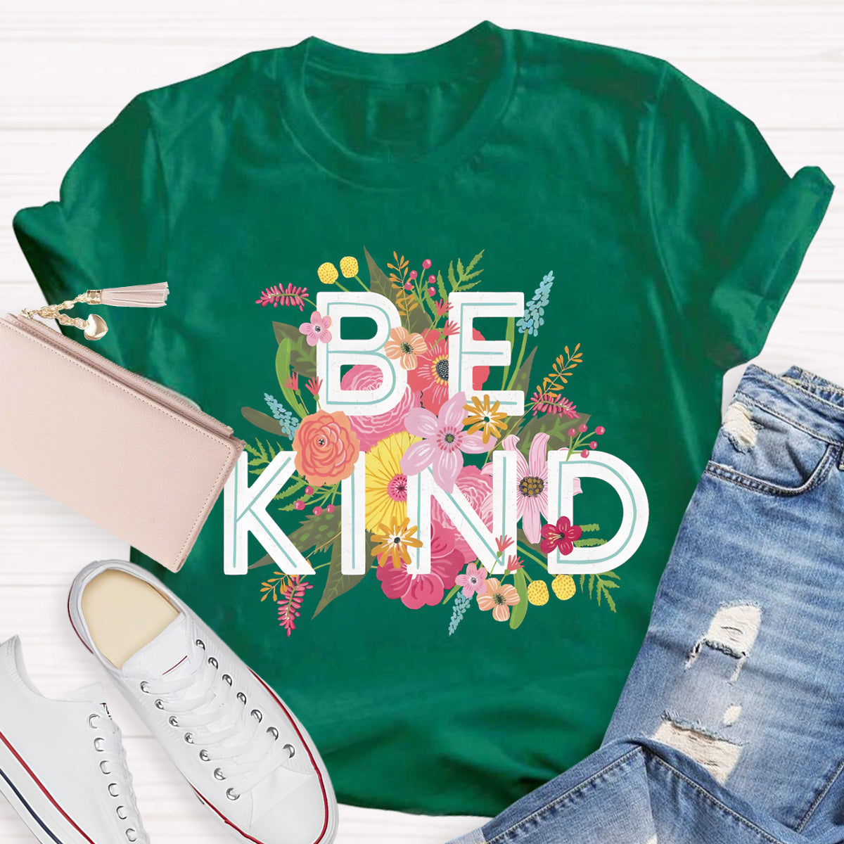 Floral Be Kind Teacher T-Shirt
