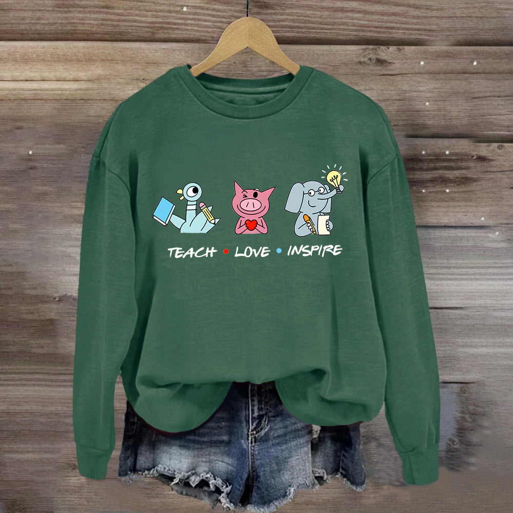 Teach Love Inspire Elephant And Piggie Sweatshirt