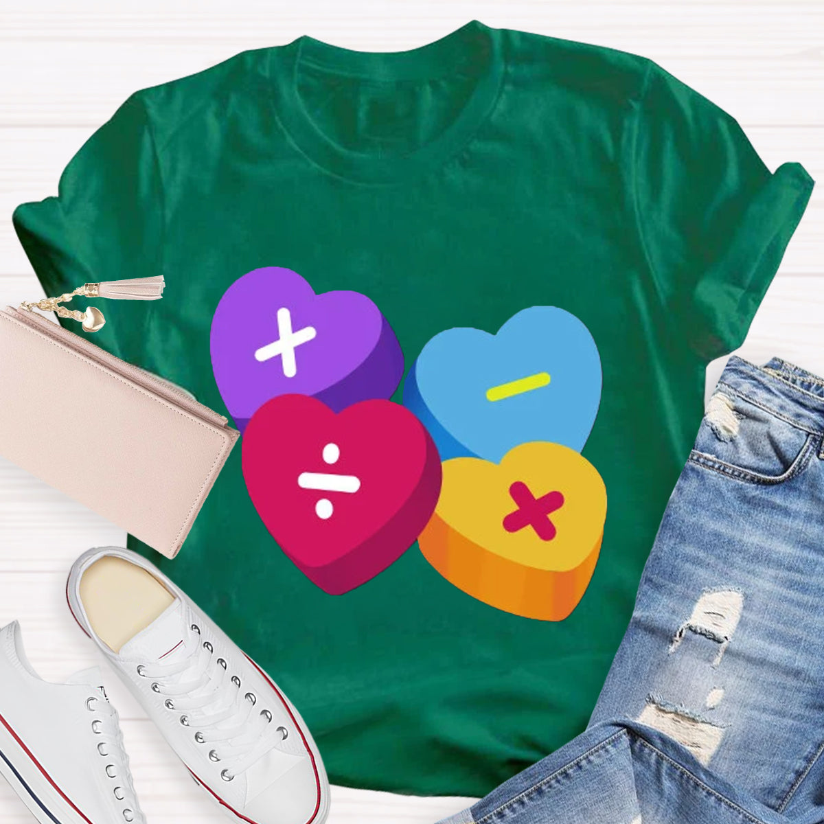 Heart Of Math Teacher T-Shirt