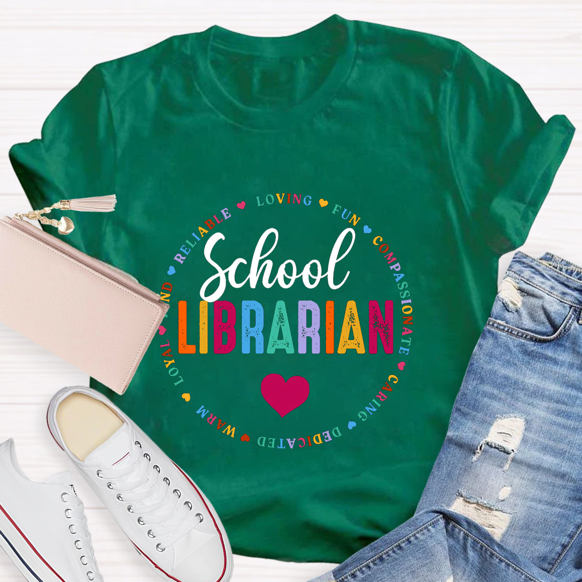 School Librarian Loving Fun Compassionate Teacher T-Shirt