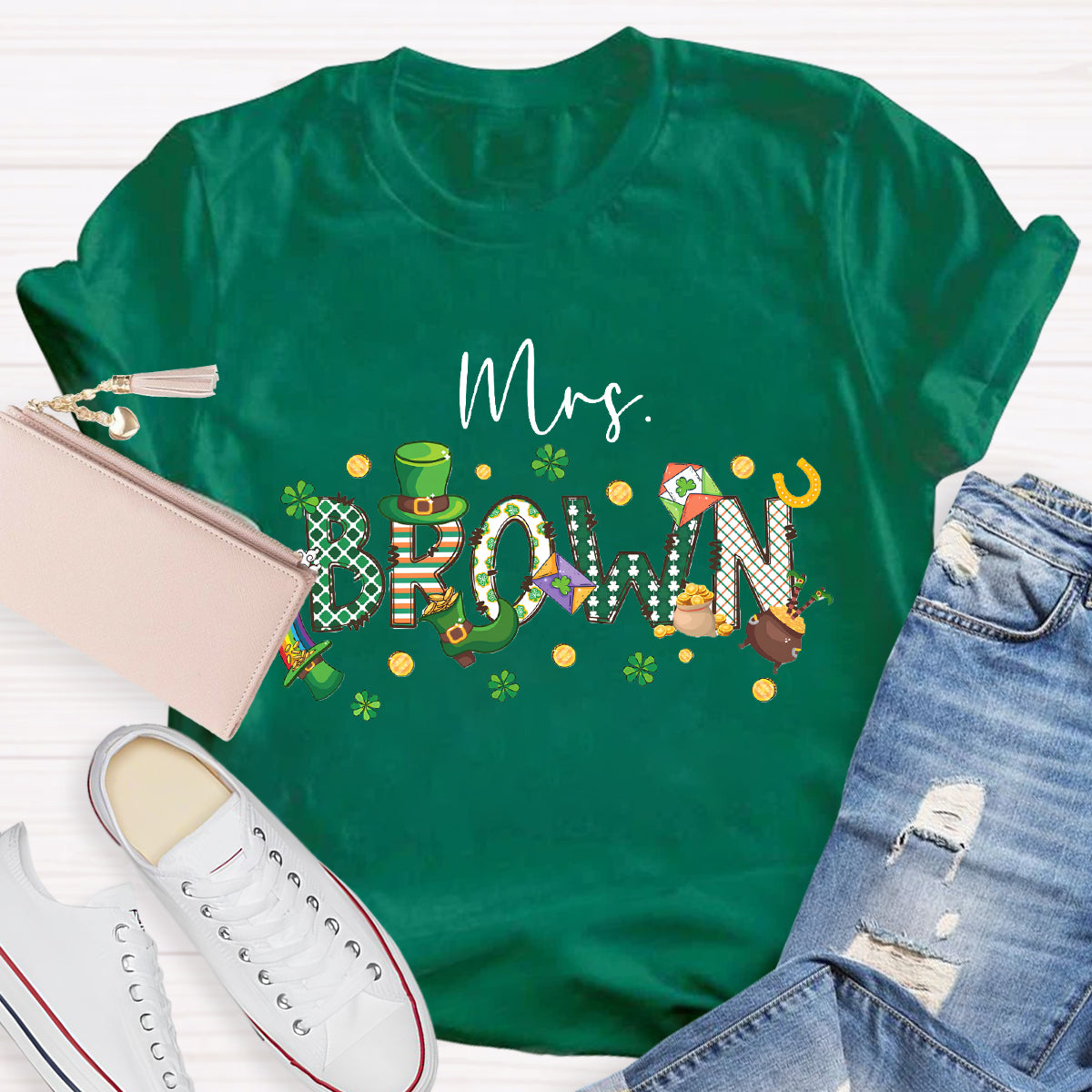 Personalized Name St. Patrick Day Mrs. Brown T-Shirt