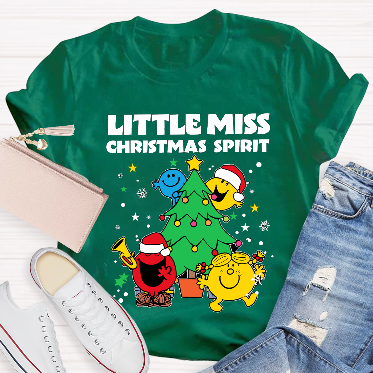 Little Miss Christmas Spirit Teacher T-Shirt