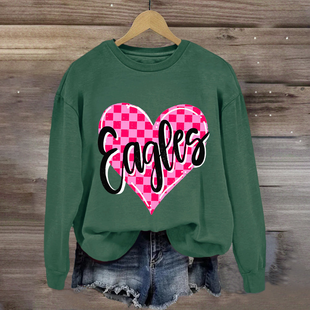 Personalized Mascot Pink Heart Sweatshirt