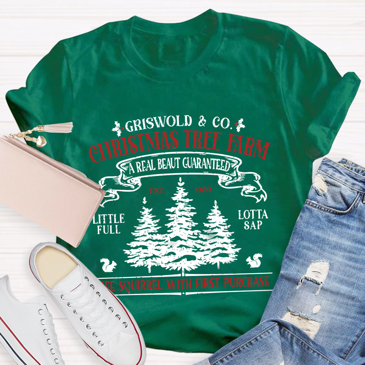 Christmas Tree Farm A Real Beauty Guaranteed Squirrel  T-Shirt