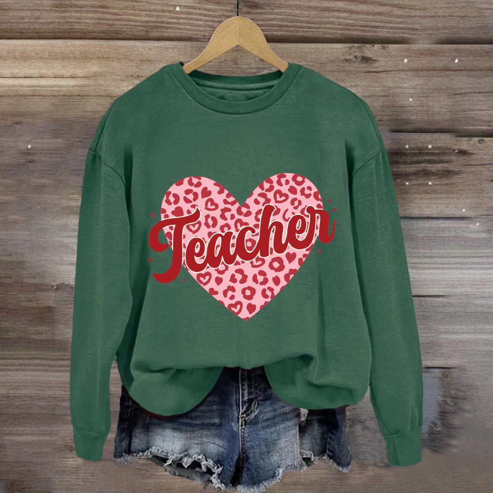 Checkered Heart Teacher Sweatshirt