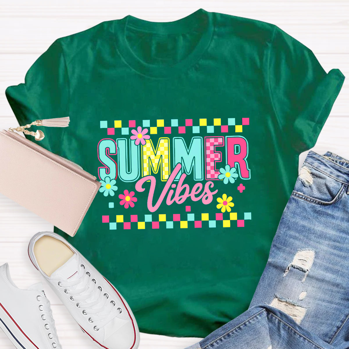 Floral Summer Vibes Teacher T-Shirt