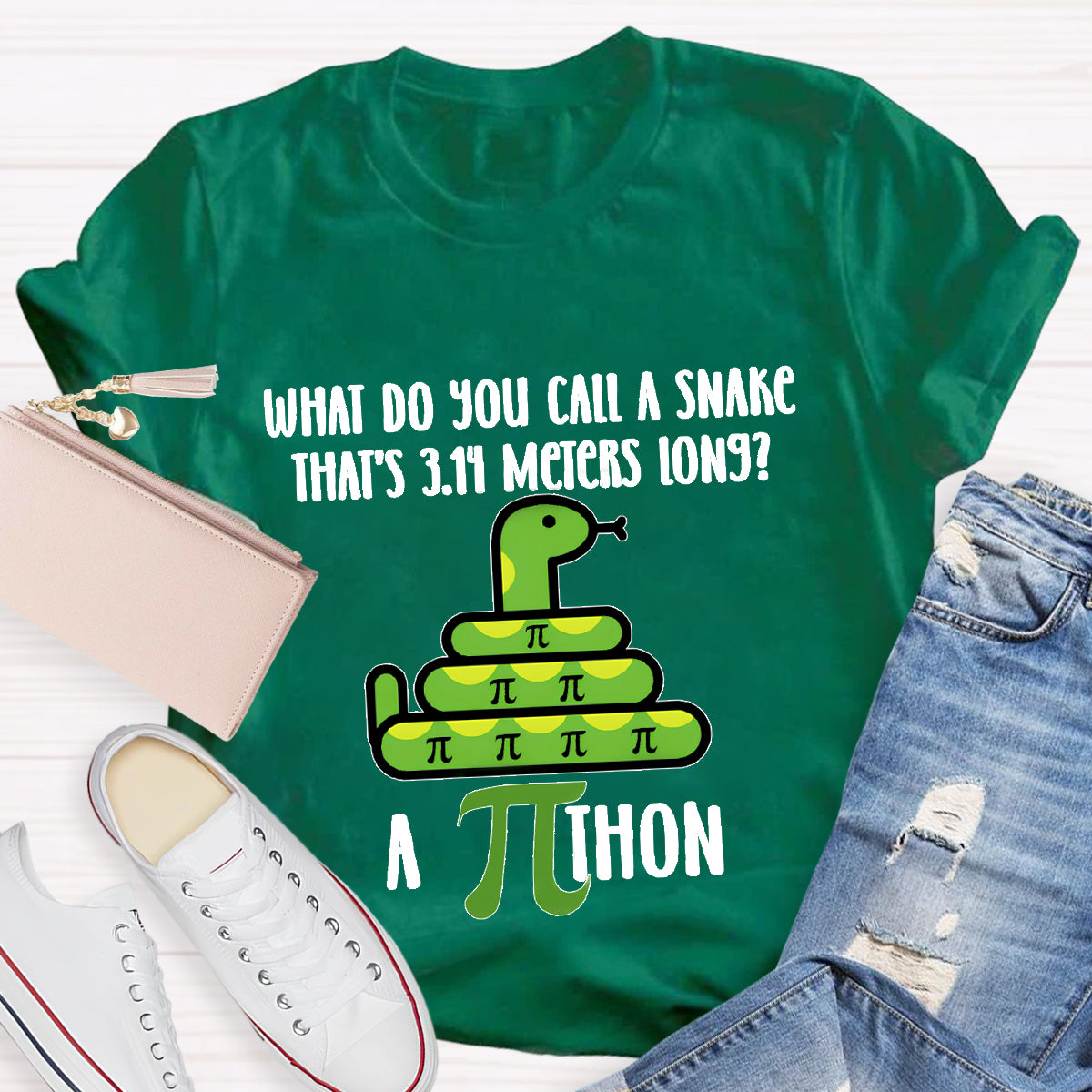 What Do You Call A Snake That'S 3.14 Meters Long Funny Pi Day T-Shirt