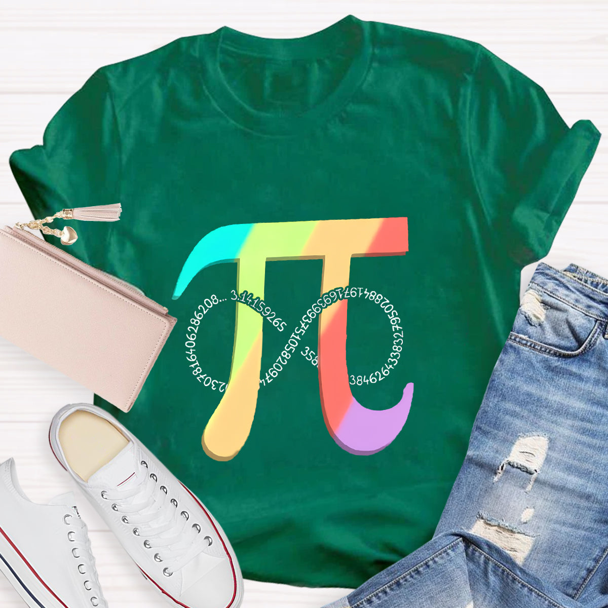 Colorful Pi Math Teacher Graphic T-Shirt