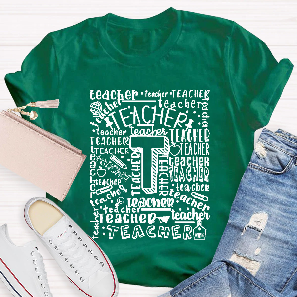 Optimistically And Positively Teacher T-Shirt