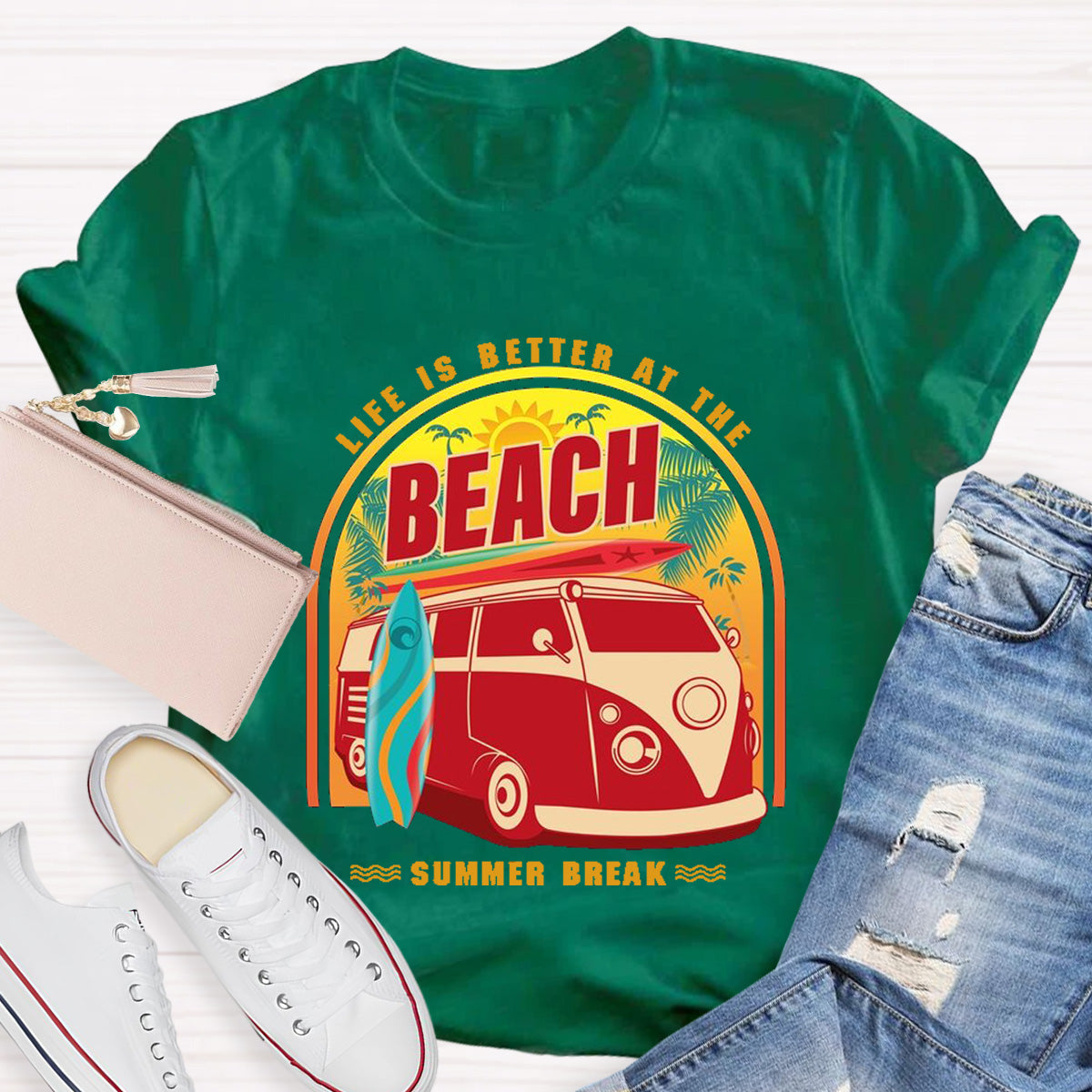 Life Is Better At The Beach Teacher T-Shirt