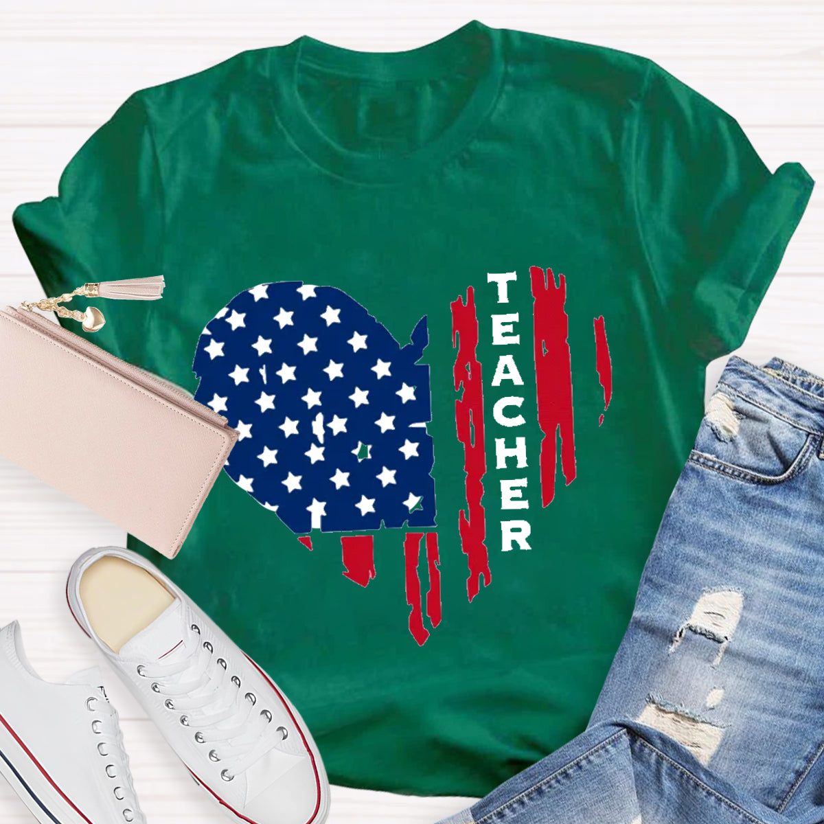 American Teacher Heart Teacher T-Shirt