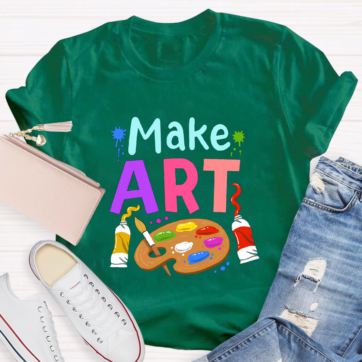 Make Art Color Palette Teacher T-Shirt