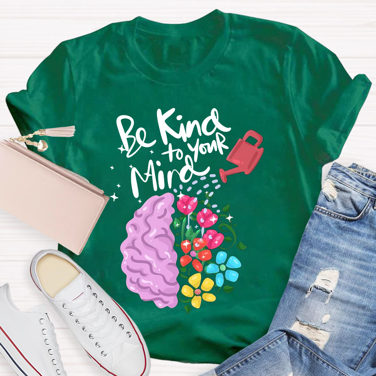 Be Kind To Your Mind Pink Brain T-Shirt