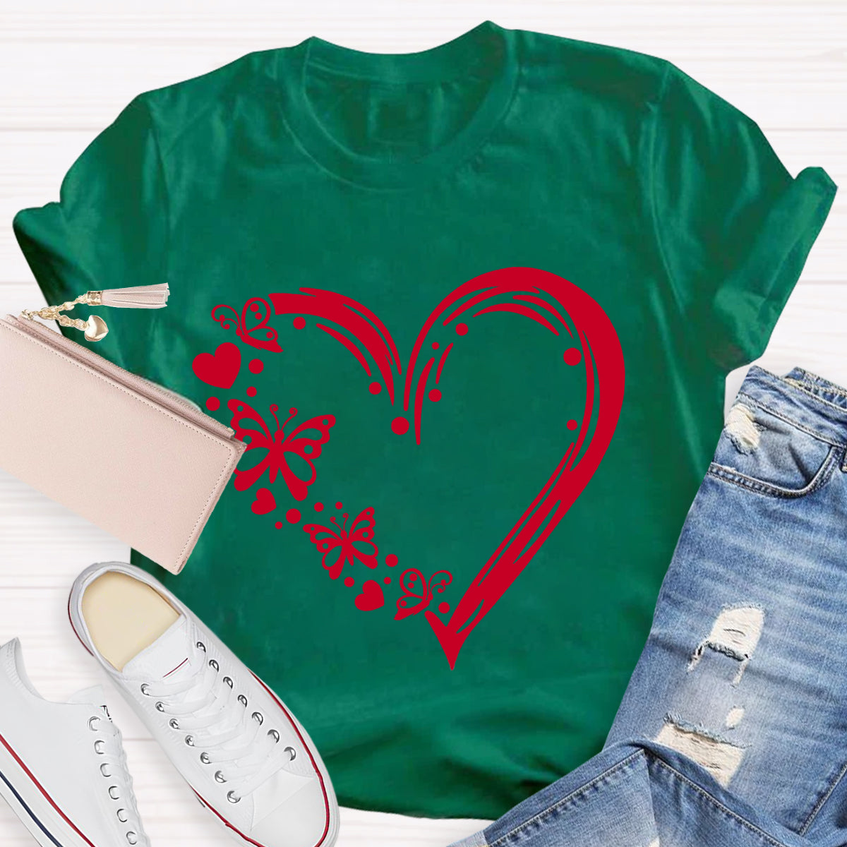 Valentine Heart with Butterfly T-Shirt