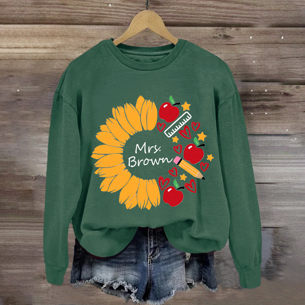 Personalized Name Sunflower Teacher Life Sweatshirt