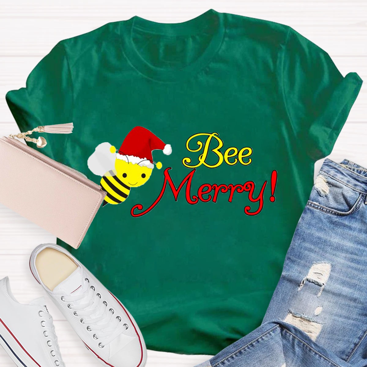 Christams Bee Happy Teacher T-Shirt