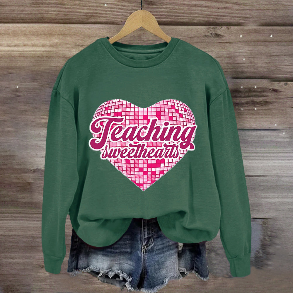 Teaching Sweethearts Pink Plaid Heart Sweatshirt