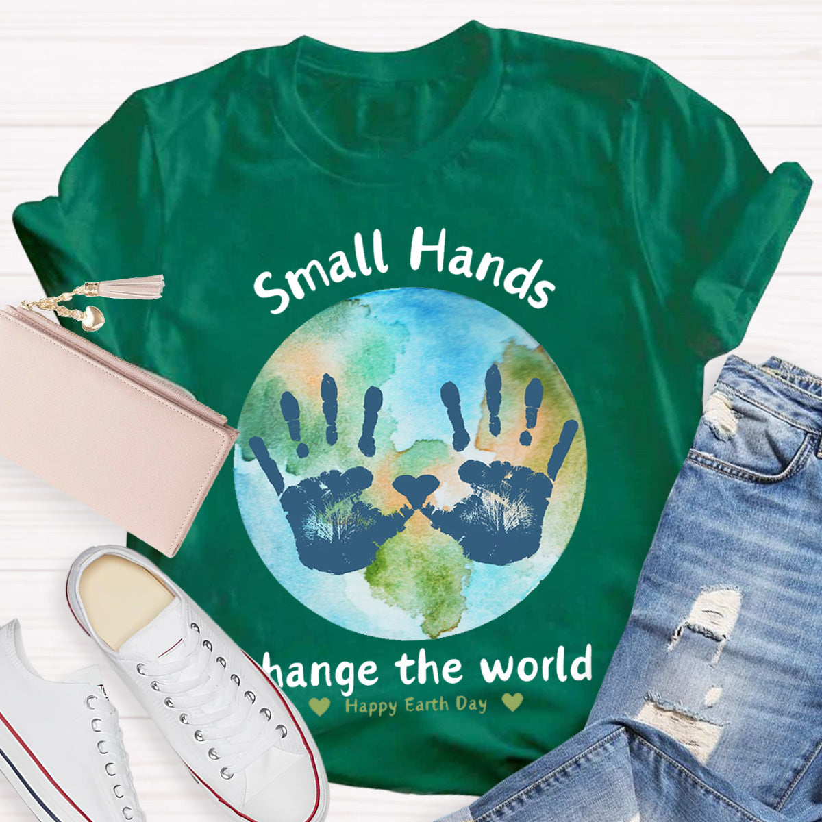 Earth Day Activity Handprint Small Hands Teacher T-Shirt