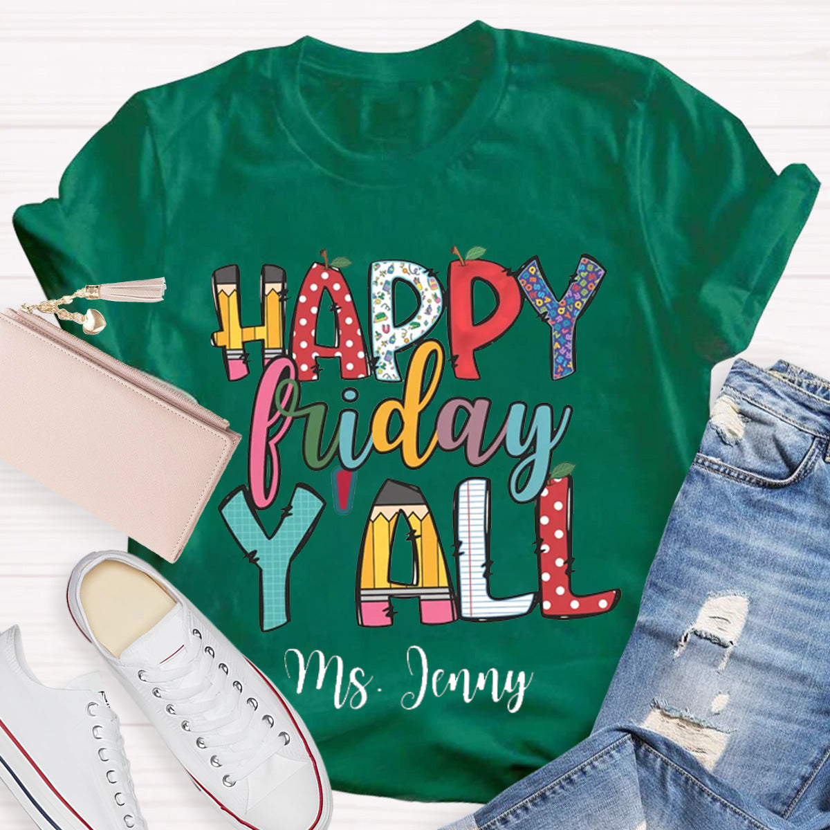 Personalized Name Happy Friday Y'all End Of Week T-Shirt