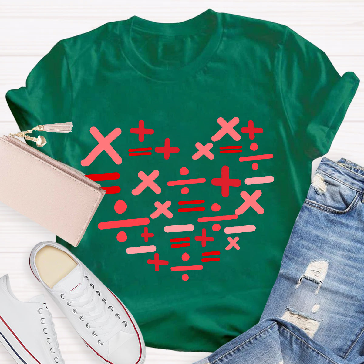 Add Subtract Multiply And Divide Heart Teacher T-Shirt