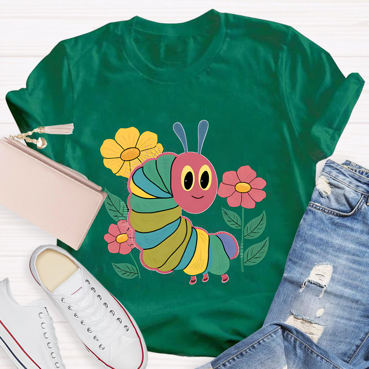 Flowers And Hungry Caterpillar Teacher T-Shirt