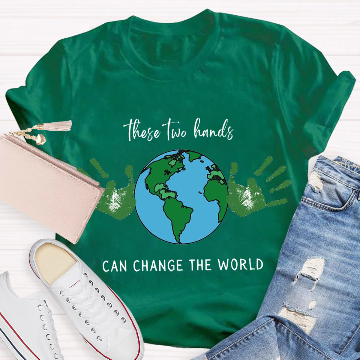 Earth Day Handprint Teacher T-Shirt