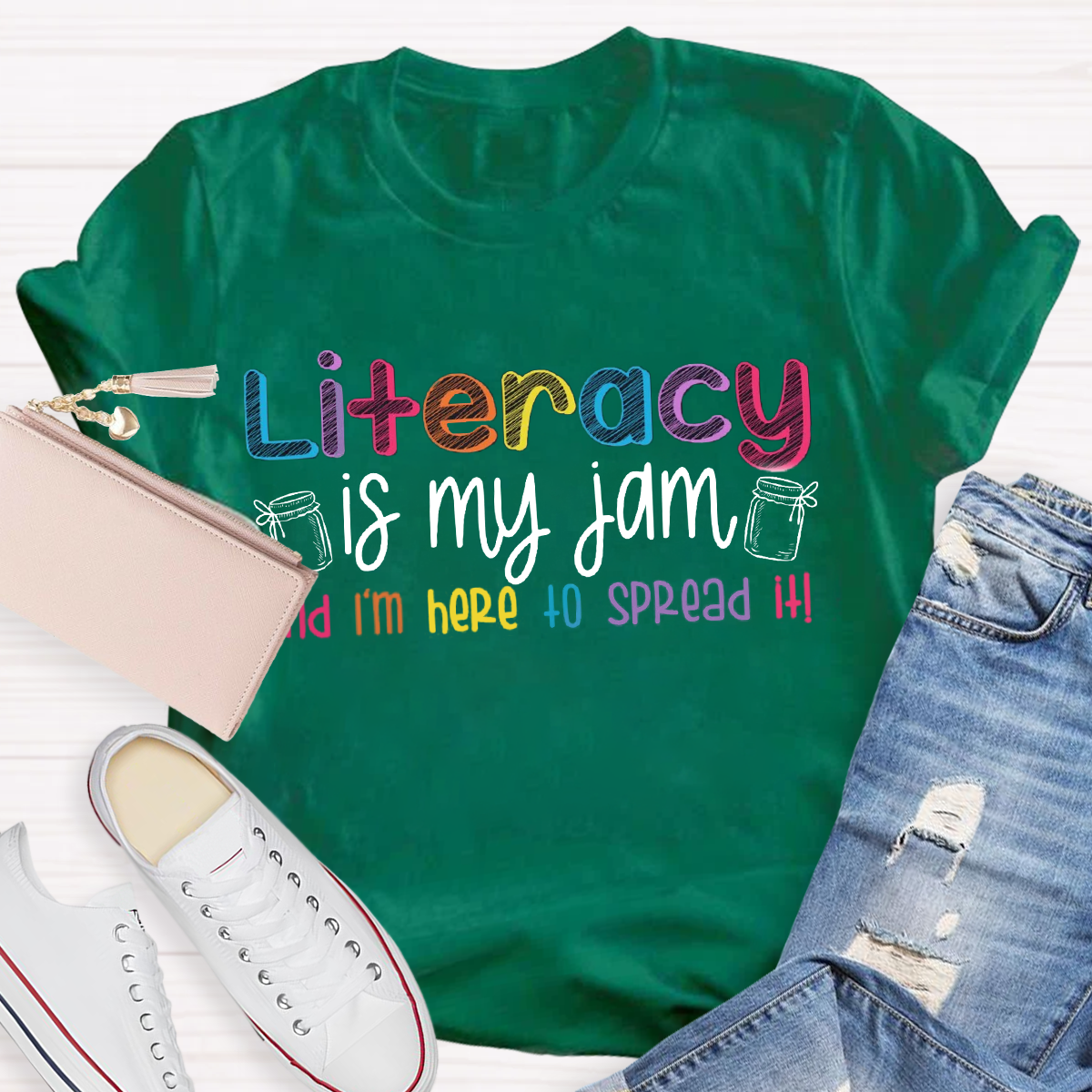 Literacy Is My Jam And I'm Here To Spread It Teacher T-Shirt