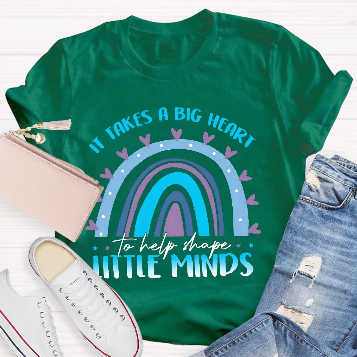 It Takes A Big Heart To Help Little Minds Rainbow T-Shirt