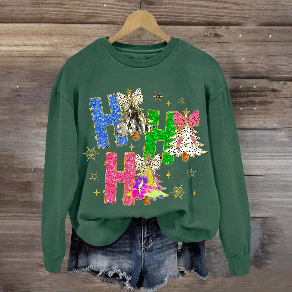 Bright Color Christmas Coquette Bow Ho ho ho  Sweatshirt