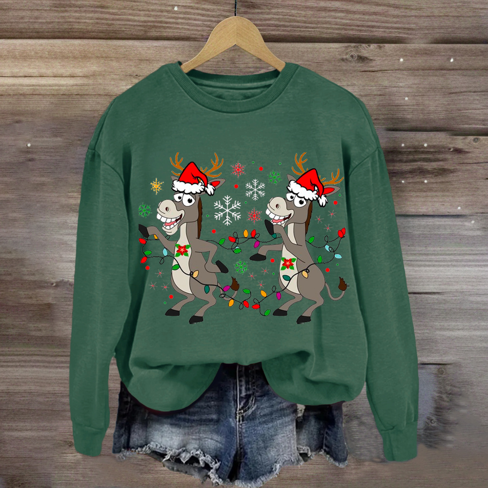 Funny Christmas Donkey Teacher Sweatshirt