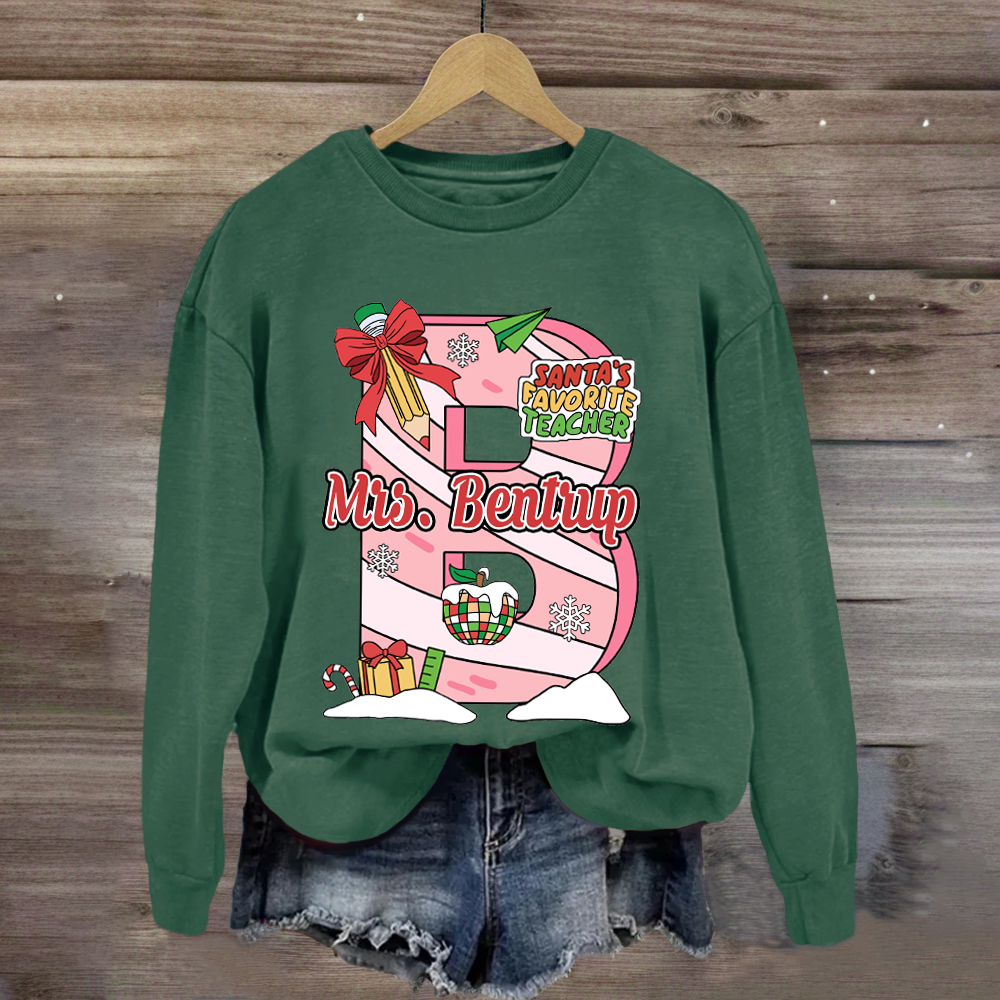 Personalized Name Santa's Favorite Teacher Sweatshirt