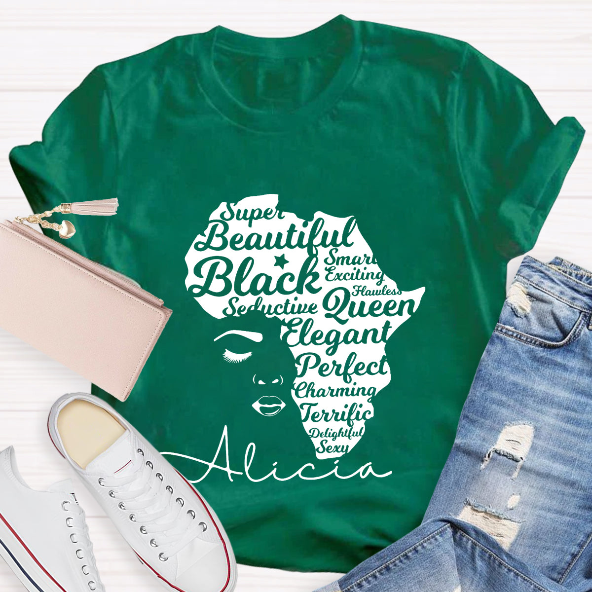 Personalized Name Beautiful Queen T-Shirt