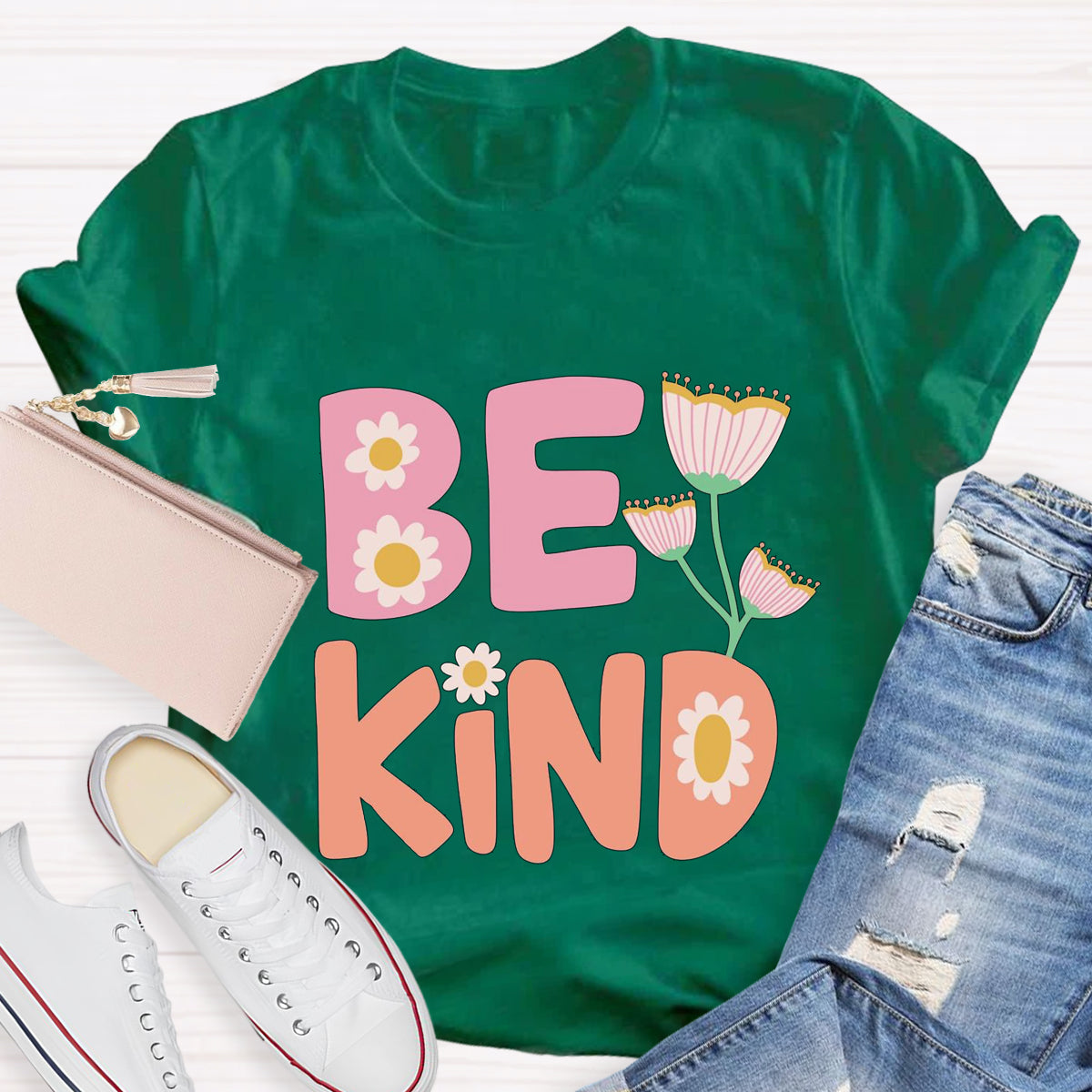 Be Kind Flower Teacher T-Shirt